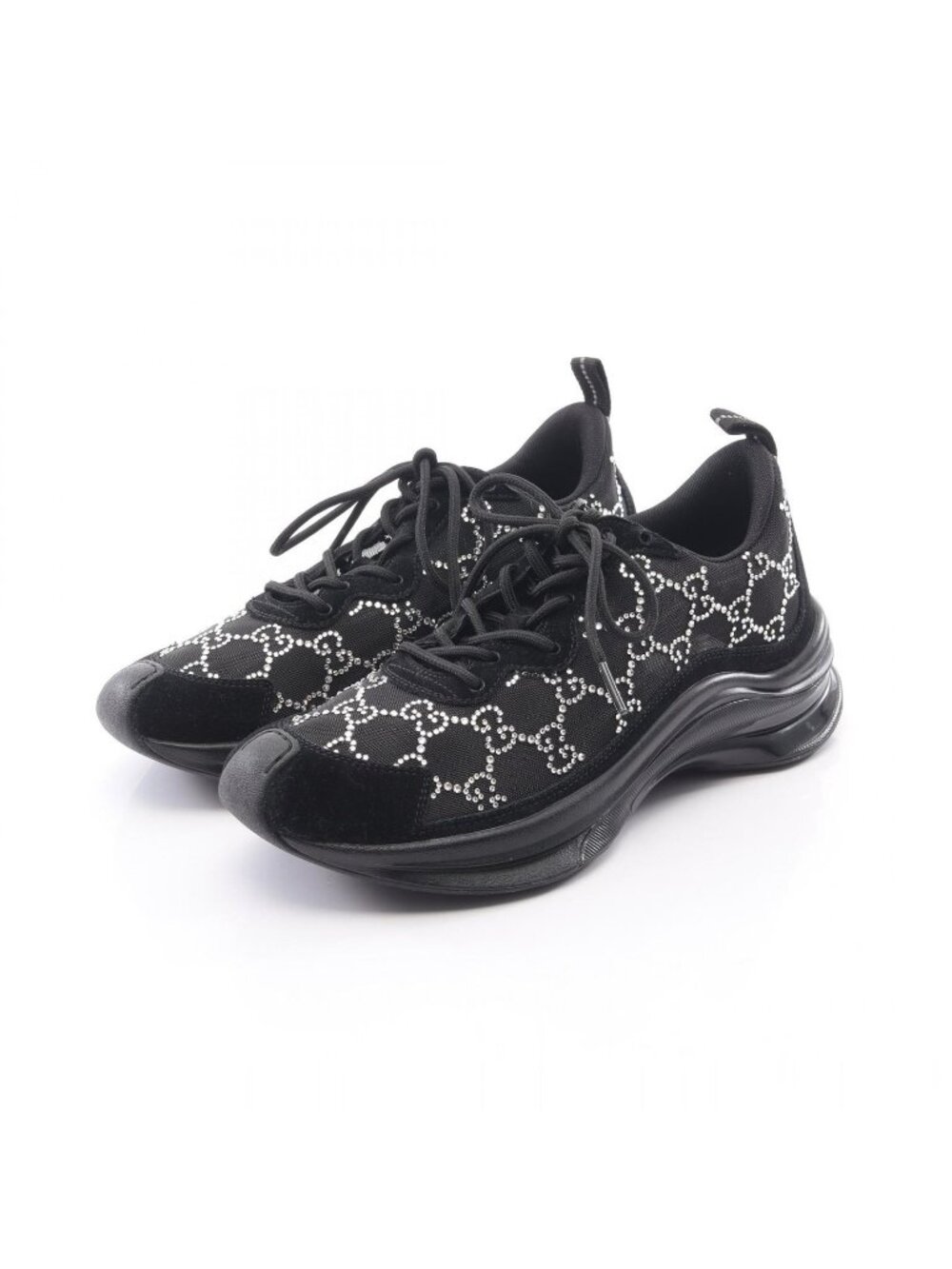 Gucci Sneakers Run GG Pattern Rhinestone Suede